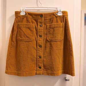 Madewell Corduroy Button-Front Mini Skirt | Mustard | Size 4